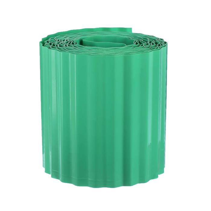 Лента бордюрная, 0.15 &times; 9 м, толщина 0.6 мм, пластиковая, гофра, зелёная, Greengo