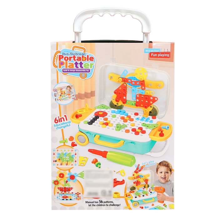 Конструктор винтовой &laquo;Юный мастер&raquo;, 6 в 1, в чемодане, с электрическим шуруповёртом