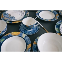 Сервиз фарфоровый чайный Доляна &laquo;Звёздная ночь&raquo;, 12 предметов: 6 чашек 250 мл, 6 блюдец d=15 см