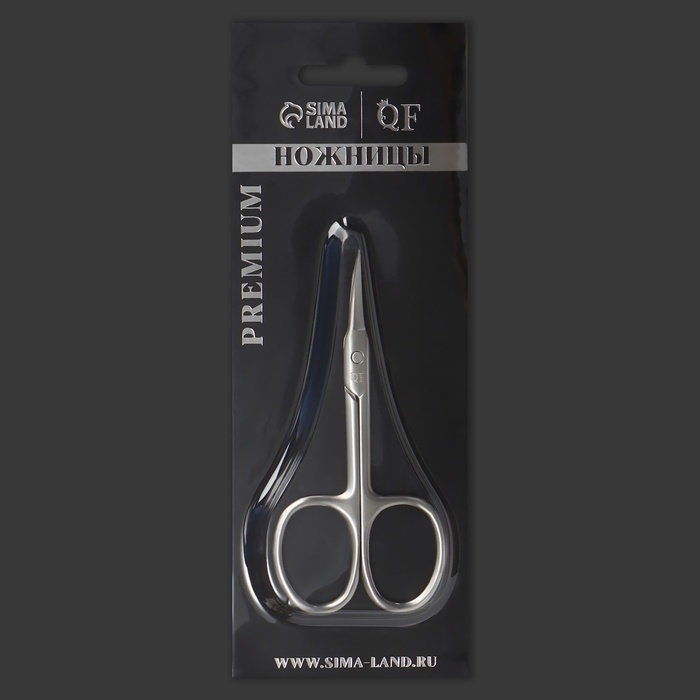 Ножницы маникюрные «Premium», загнутые, узкие, 9 см, на блистере, цвет серебристый Ножницы маникюрные «Premium», загнутые, узкие, 9 см, на блистере, цвет серебристый