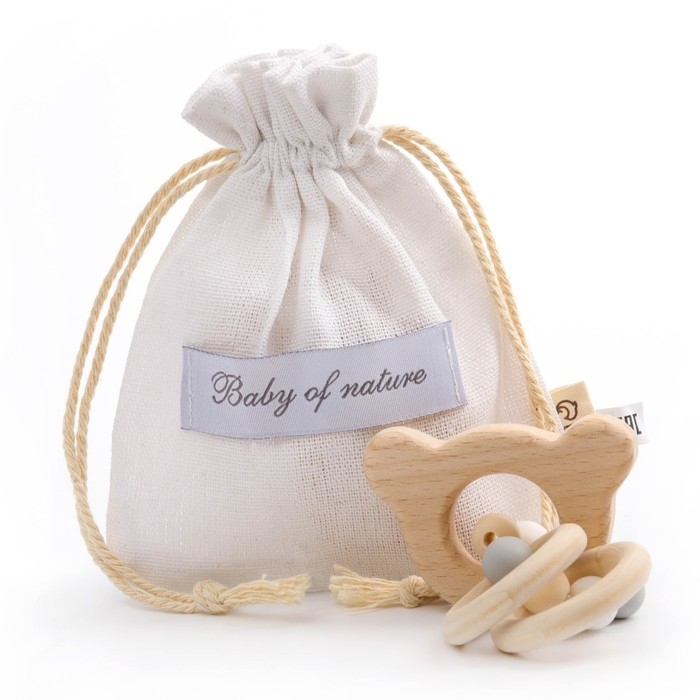 Прорезыватель деревянный для зубов &laquo;Мишка&raquo;, с силиконовыми элементами, Крошка Я