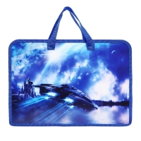 Папка с ручками А4, 340 х 245 х 75 мм, пластиковая, ручки-тесьма, Calligrata ПТ-14 "Звездолёт" Папка с ручками А4, 340 х 245 х 75 мм, пластиковая, ручки-тесьма, Calligrata ПТ-14 "Звездолёт"