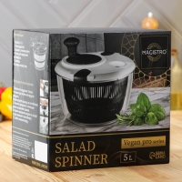 Центрифуга для сушки зелени Magistro Vegan pro, 5 л, пластик, цвет чёрный/белый Центрифуга для сушки зелени Magistro Vegan pro, 5 л, пластик, цвет чёрный/белый