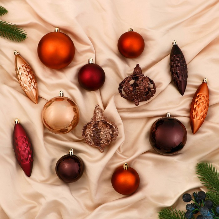 Набор украшений пластик 22 шт Набор украшений пластик 22 шт "Андромеда" (4 сосульки, 18 шаров) кофейный микс