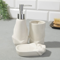 Набор: дозатор, стакан, мыльница &laquo;Белый&raquo;