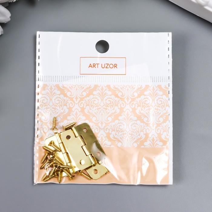 Петля для шкатулки металл с закругленными углами золото набор 4 шт 2,5х2,2 см