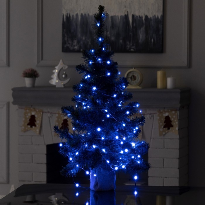 Умная гирлянда &laquo;Нить&raquo; 10 м роса, IP20, серебристая нить, 100 LED, управление с приложения, свечение RGB, USB