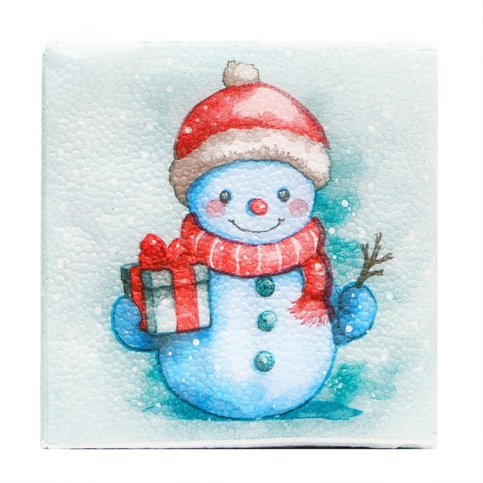 Новогодние салфетки бумажные Мой выбор &laquo;Снеговичок&raquo; 1 слой, 24х24 см, 100 шт