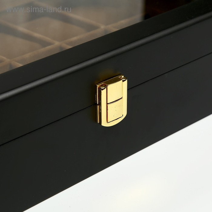 Шкатулка дерево под часы 12 отделений Шкатулка дерево под часы 12 отделений "Чёрная матовая" 8,3х31х20 см