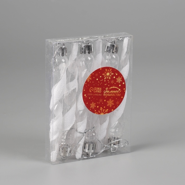 Украшение ёлочное "Сосулька Космин" (набор 6 шт) 11,5х1 см, прозрачно-белый