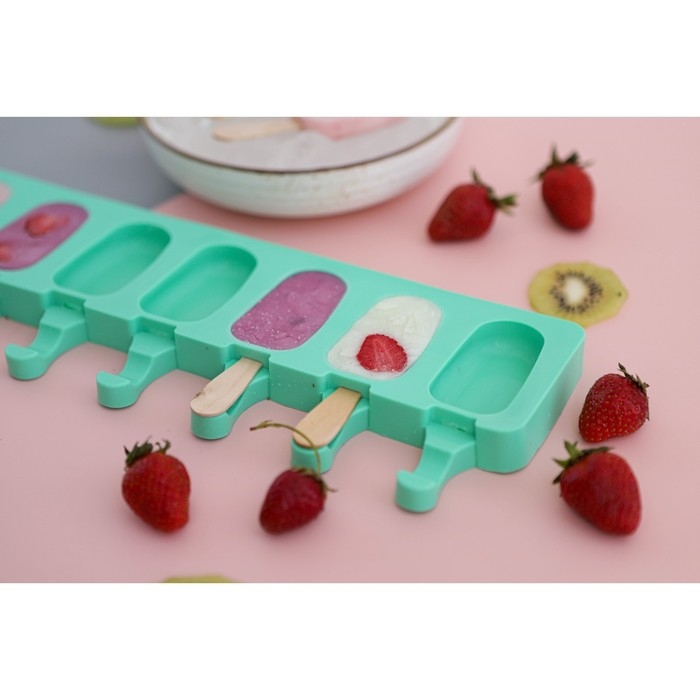 Форма для мороженого Доляна «Эскимо», силикон, 42×12 см, 8 ячеек (6,8×3,8 см), цвет МИКС Форма для мороженого Доляна «Эскимо», силикон, 42×12 см, 8 ячеек (6,8×3,8 см), цвет МИКС