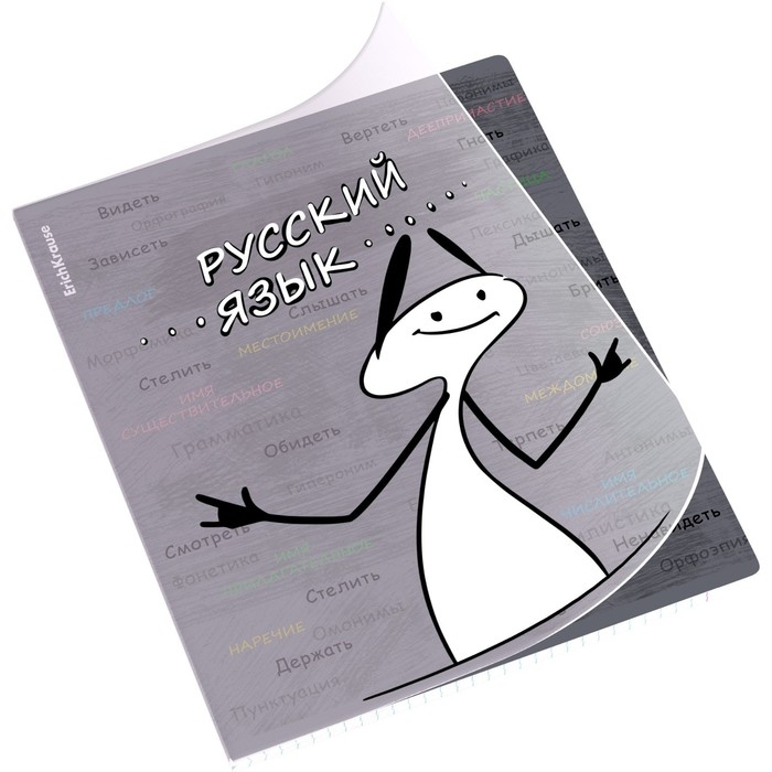 Тетрадь предметная РУССКИЙ ЯЗЫК, 48 листов в линейку, ErichKrause Тетрадь предметная РУССКИЙ ЯЗЫК, 48 листов в линейку, ErichKrause "Чубрик", пластиковая обложка, шелкография, блок офсет 100% белизна, инфо-блок