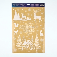 Наклейки для окон &laquo;Новогодняя деревушка&raquo;, многоразовые, 33 х 50 см , Новый год