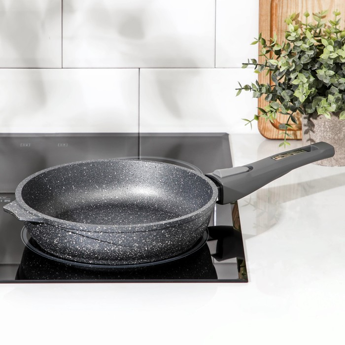 Сковорода &laquo;Гранит&raquo;, d=22 см, съёмная ручка, антипригарное покрытие, цвет серый