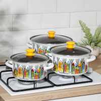 Набор кастрюль &laquo;Домики-1-Экстра&raquo;, 3 предмета: 2,3 л, 3 л, 4 л, крышки, индукция