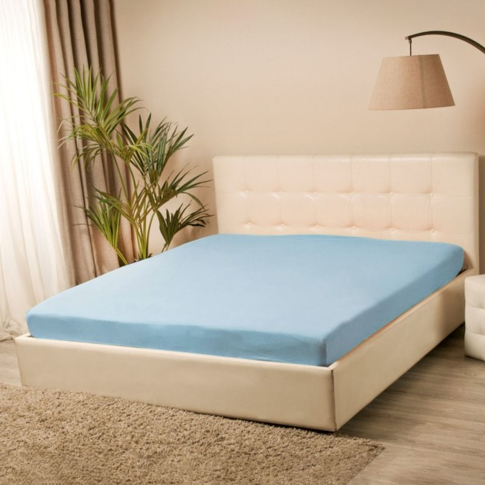 Простыня на резинке &laquo;Купу-купу&raquo;, 160х200х20 см, голубой, трикотаж