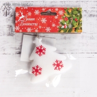 Мягкая подвеска "Ёлочка в снежинках" 6,5х8 см, красно- белый