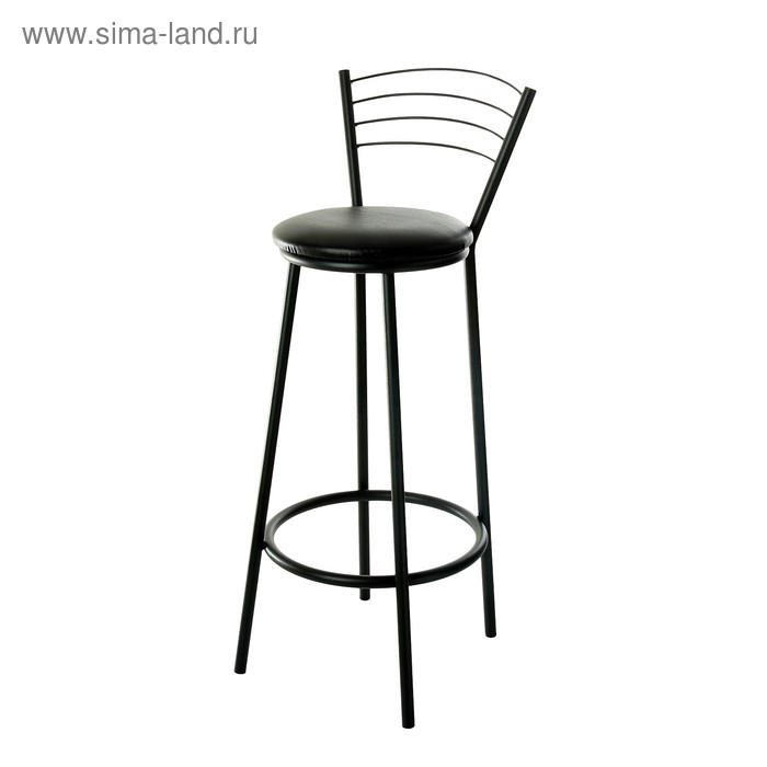 Табурет барный "Высокий" со спинкой, Черный/Черный