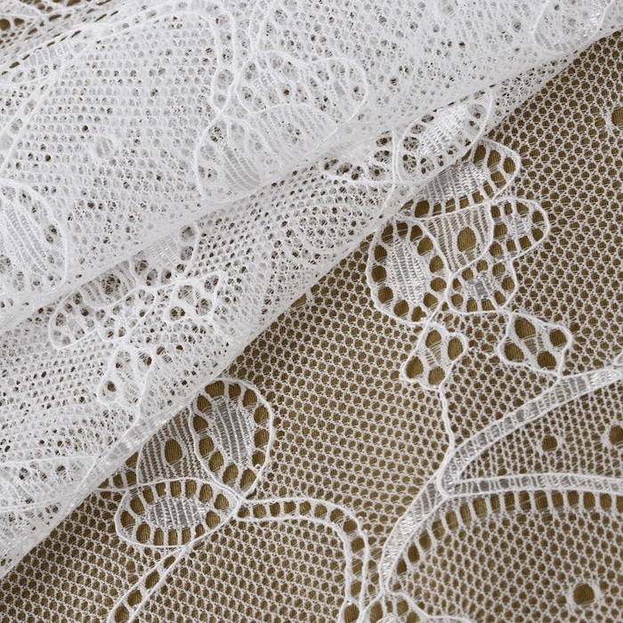 Кружевная эластичная ткань, 190 мм &times; 2,7 &plusmn; 0,5 м, цвет белый