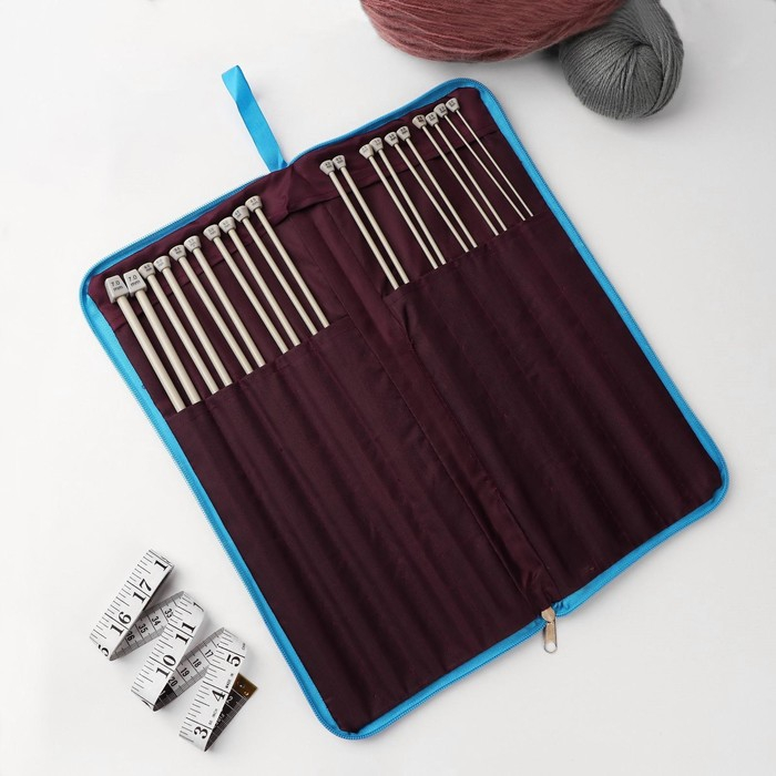 Спицы для вязания, с тефлоновым покрытием, d = 2-7 мм, 35 см, 10 пар в пенале Спицы для вязания, с тефлоновым покрытием, d = 2-7 мм, 35 см, 10 пар в пенале