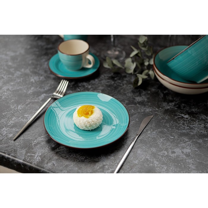 Тарелка керамическая десертная Доляна &laquo;Морской мир&raquo;, d=19 см, цвет голубой