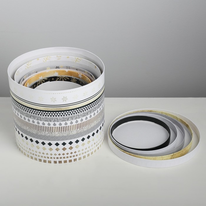 Набор подарочных коробок 5 в 1 &laquo;Изморозь&raquo;, 13 х 14‒19.5 х 22 см 3580137, Новый год