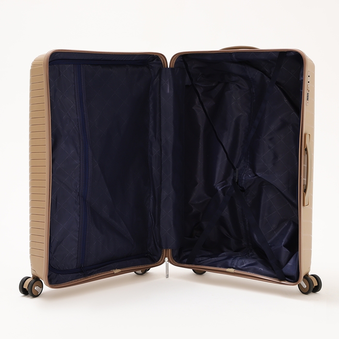 Чемодан большой 100 л (L), отдел на молнии, кодовый замок, 4 колеса, цвет коричневый