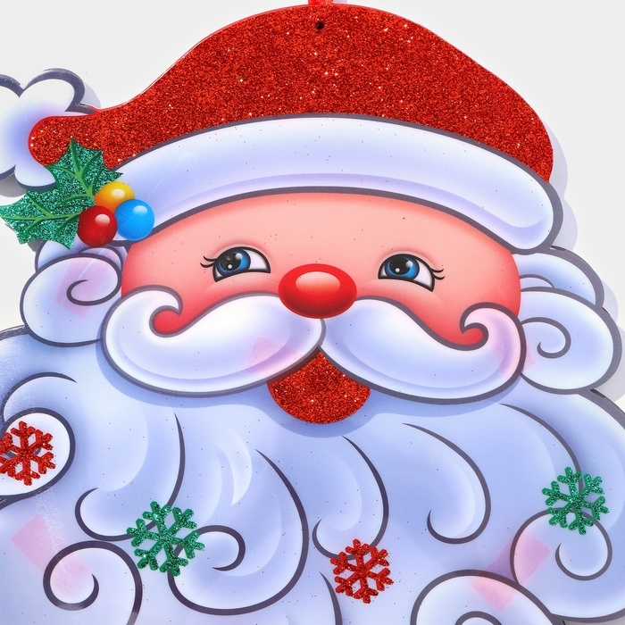 Декоративное светящиеся украшение (подвеска) Декоративное светящиеся украшение (подвеска) "Дедушка мороз" 30,5х27,5 см