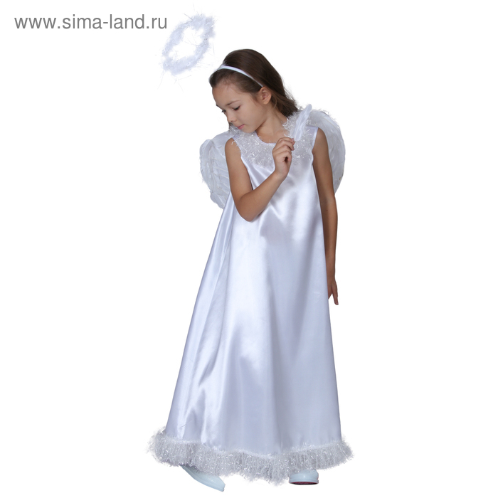 Карнавальный костюм &laquo;Белый ангел&raquo;, нимб, платье, крылья, р. 34, рост 134&ndash;140 см