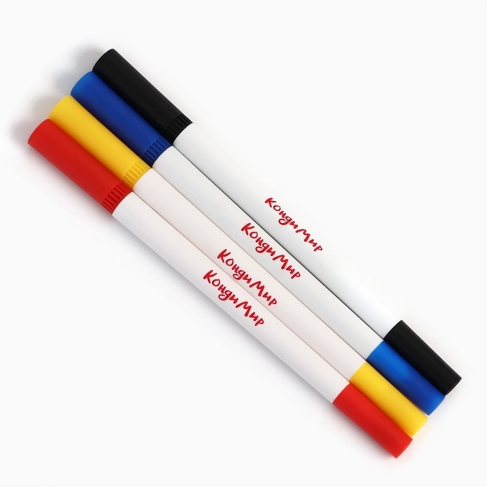 Маркер пищевой 2-х сторонний, набор 4 цвета (Красный, синий, жёлтый, чёрный)