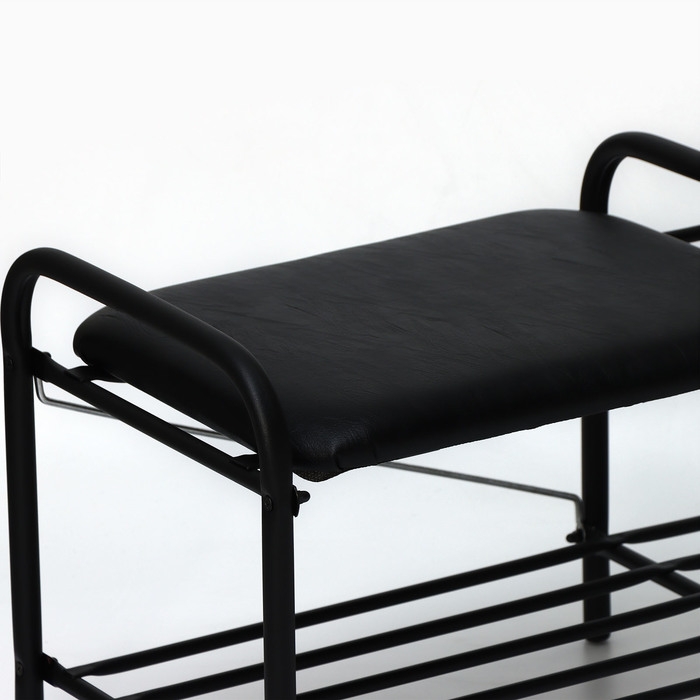 Этажерка для обуви с сиденьем &laquo;Люкс&raquo;, 79&times;33&times;36 см, 2 полки, цвет чёрный