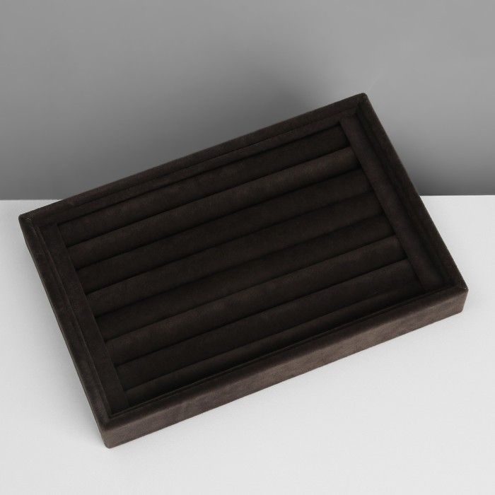 Подставка под кольца 7 полос, флок, 22,5&times;15&times;3 см, цвет серый графит