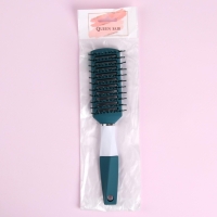 Расчёска массажная, прорезиненная ручка, вентилируемая, 4,5 × 22,5 см, цвет зелёный/белый Расчёска массажная, прорезиненная ручка, вентилируемая, 4,5 × 22,5 см, цвет зелёный/белый