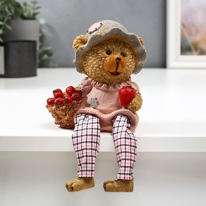 Сувенир полистоун Сувенир полистоун "Медвежонок с яблоками" длинные ножки МИКС 23,5х10,5х8 см
