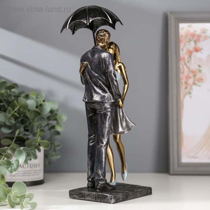 Сувенир полистоун романтика "Поцелуй под дождём" 29,5х11х8 см