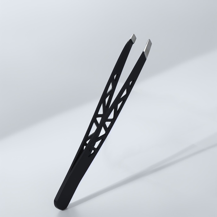 Пинцет &laquo;Геометрия&raquo;, скошенный, 9,5 см, цвет чёрный