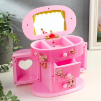 Шкатулка музыкальная механическая "Комод принцессы" розовая 17,5.20х11 см Шкатулка музыкальная механическая "Комод принцессы" розовая 17,5.20х11 см