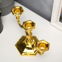 Подсвечник металл на 3 свечи "Чёткие линии" цвет золото 12,5х21,5х10 см Подсвечник металл на 3 свечи "Чёткие линии" цвет золото 12,5х21,5х10 см