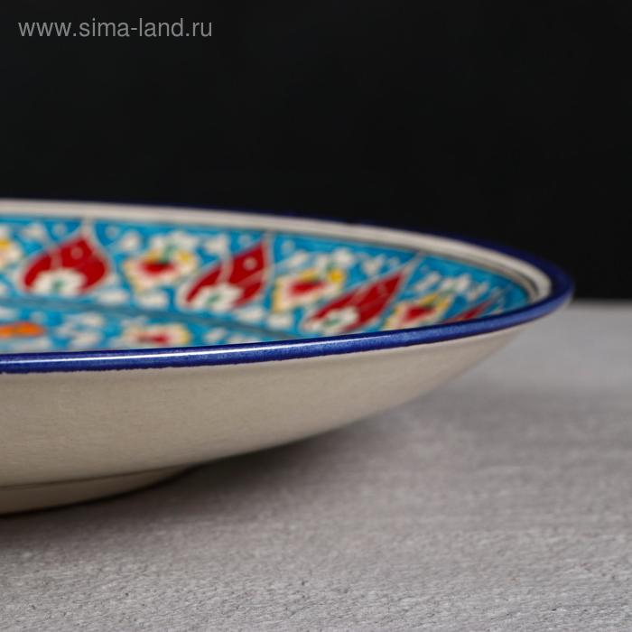 Ляган Риштанская Керамика Ляган Риштанская Керамика "Цветы", 39 см, голубой