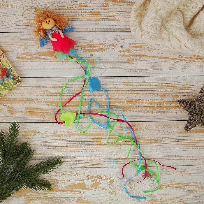 Мягкая подвеска Мягкая подвеска "Ангелочек - шлейф с сердечками" 10*7 см разноцветный