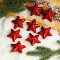 Фигурка для поделок и декора &laquo;Звезда&raquo;, набор 8 шт, размер 1 шт: 6&times;6&times;3 см, цвет красный