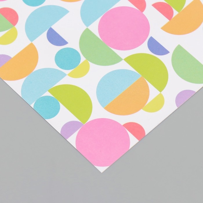 Бумага для скрапбукинга двусторонняя "Змейка и яркие круги" плотность 180 гр набор 10 шт 15,5х17 см