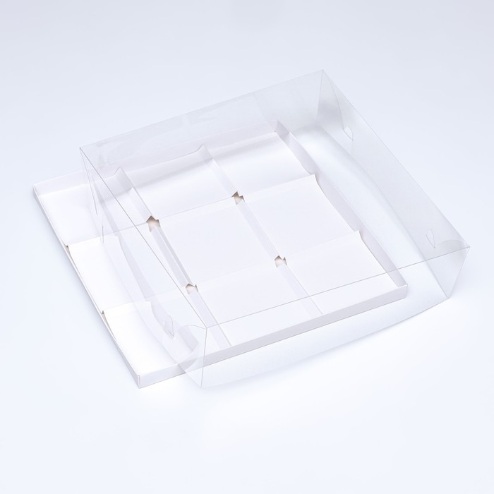 Коробка для муссовых пирожных 9 штук 30x30x8, Белый Коробка для муссовых пирожных 9 штук 30x30x8, Белый