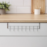 Вешалка на дверь на 8 крючков Доляна &laquo;Блеск&raquo;, 36&times;9&times;2 см, цвет хром