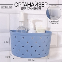 Органайзер для хранения, навесной, 1 секция, с клеевыми крючками, 16,5 &times; 12 &times; 9 см, цвет МИКС