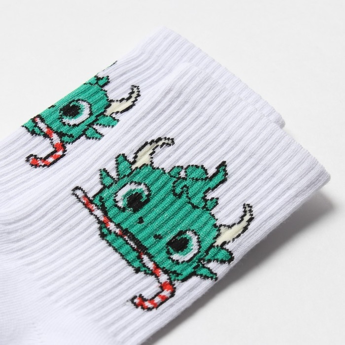 Новый год. Носки "Новогодний дракон", цвет белый, р-р 18 (29-31)