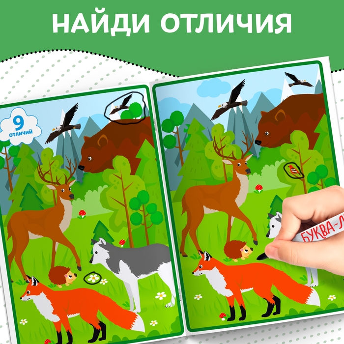 Книжка с маркером &laquo;Пиши-стирай. Найди отличия&raquo;, 12 стр.