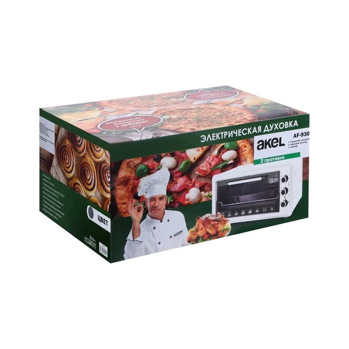 Мини-печь AKEL AF-930, 1300 Вт, 45 л, 50-320&deg;С, таймер, серебристая