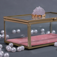 Органайзер для хранения «Кристалл», с крышкой, стеклянный, 1 секция, 14,5 × 9 × 8 см, цвет прозрачный/медный/розовый Органайзер для хранения «Кристалл», с крышкой, стеклянный, 1 секция, 14,5 × 9 × 8 см, цвет прозрачный/медный/розовый