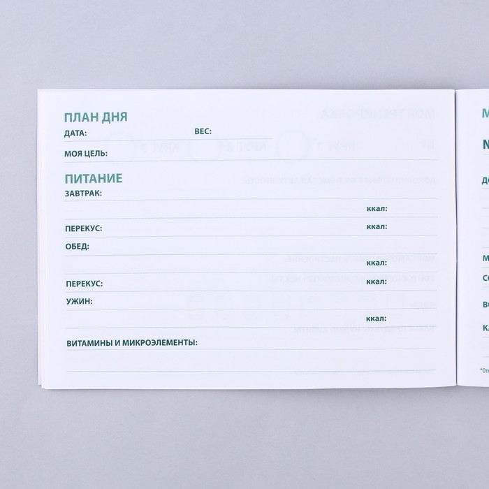Дневник тренировок и питания &laquo;Фитнес&raquo;, 48 листов, 15,3 х 12,4 см
